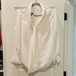 White Button Down and Tie Blouse